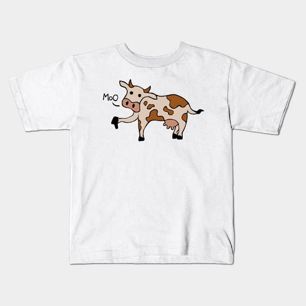 Moo / Boo Cow Thumbs Down Kids T-Shirt by Graograman